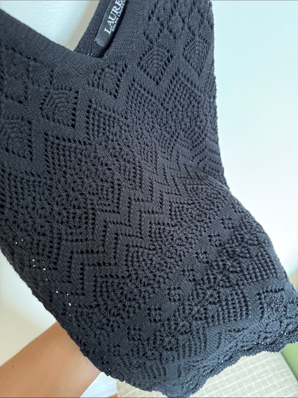 Lauren Ralph Lauren Black Crochet V-Neck Tank - Picture 3 of 3